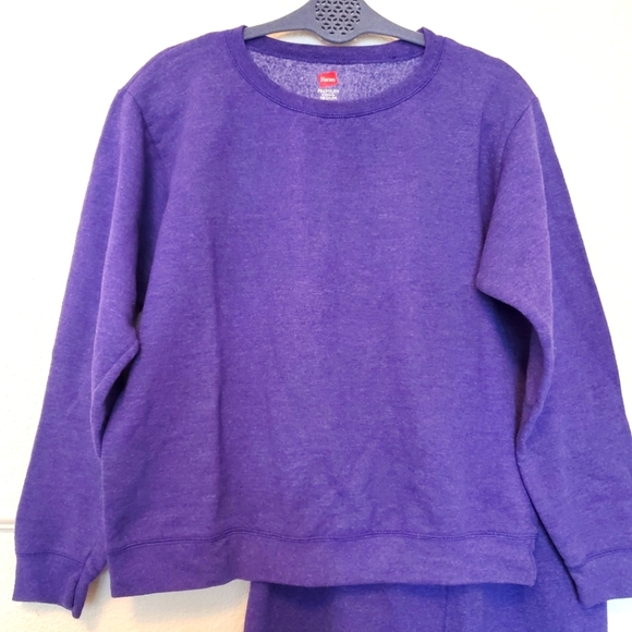 Hanes Set Sweatshirt Pants Women's Crewneck  Long Sleeve Ecosmart Purple Medium - Picture 1 of 14
